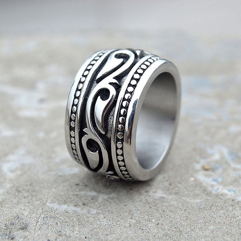 ENHONG Trendy Wide Stainless Steel Celtic Band Thumb Ring for Men Manly Vintage Punk Biker Jewely Size 7 - Image 2